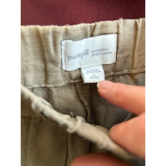 J. Jill Linen Light Green Cropped Linen Pants Large Petite - Picture 5 of 7